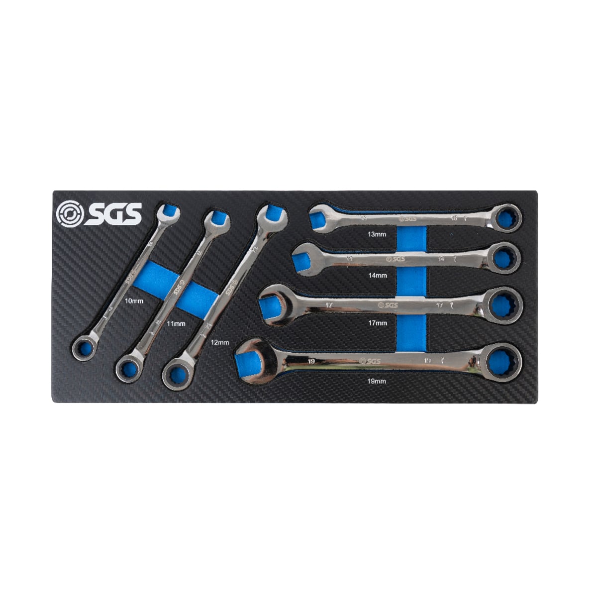 SGS 7pc 72-Tooth Metric Ratchet Spanner Set | 10mm-19mm | Foam Insert